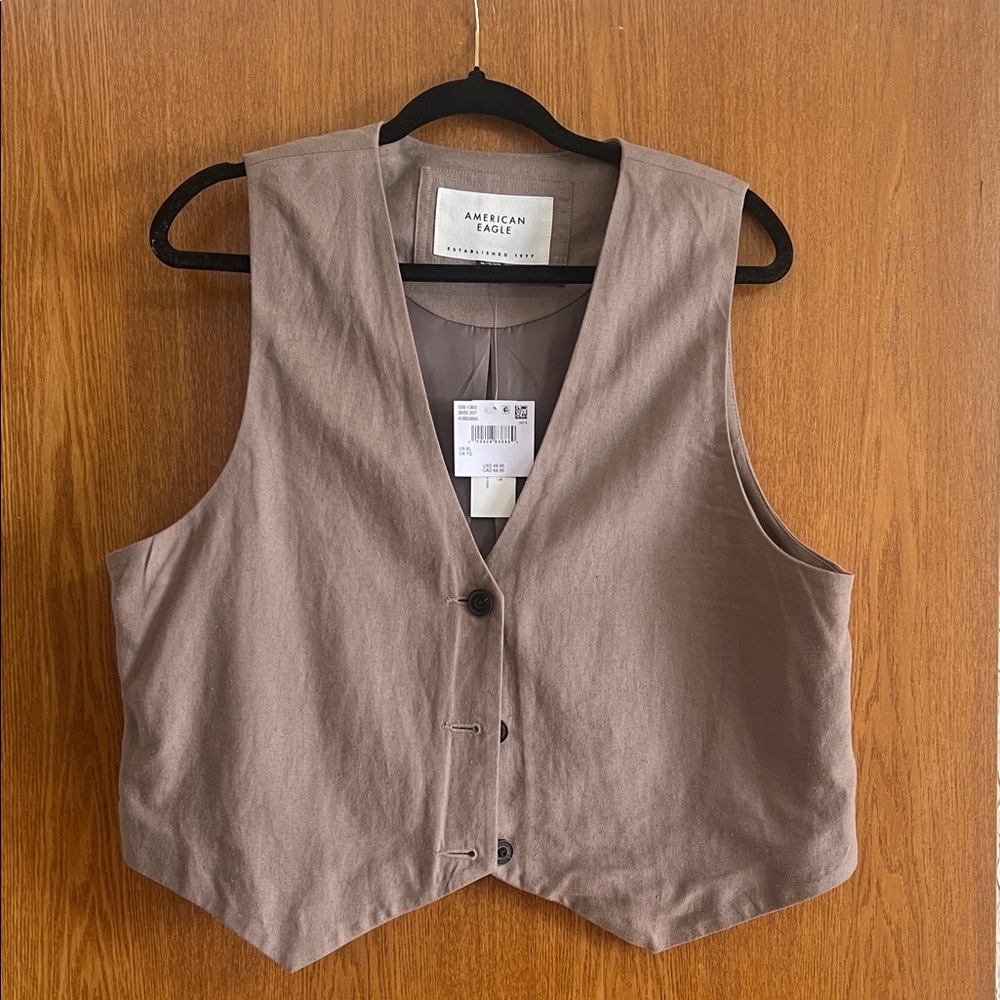 American Eagle Outfitters Brown Button Down Vest